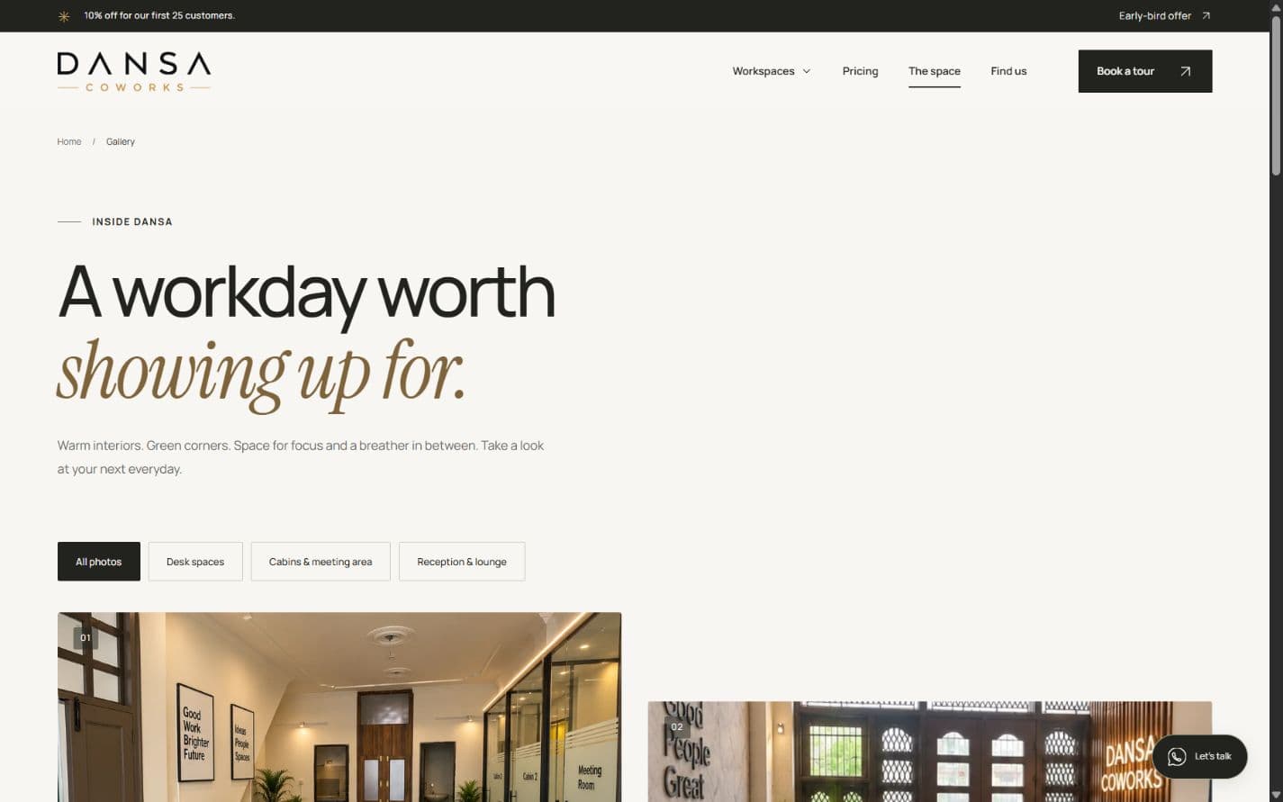 The workspace photo gallery