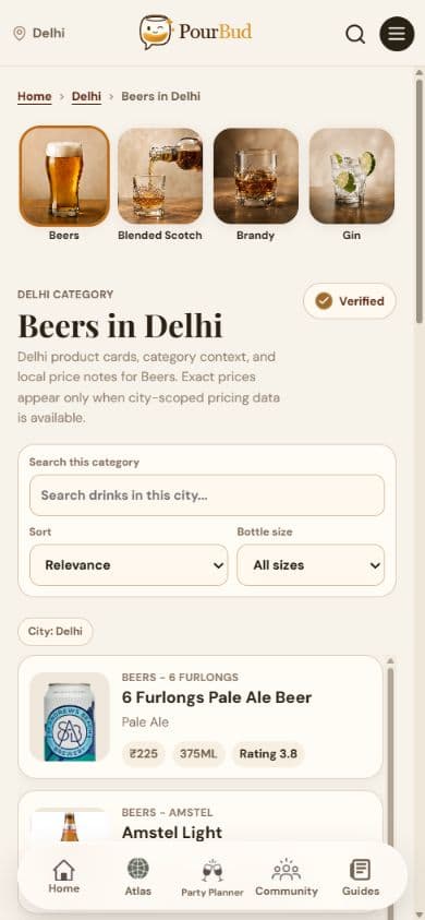 Browse a city’s beer catalogue