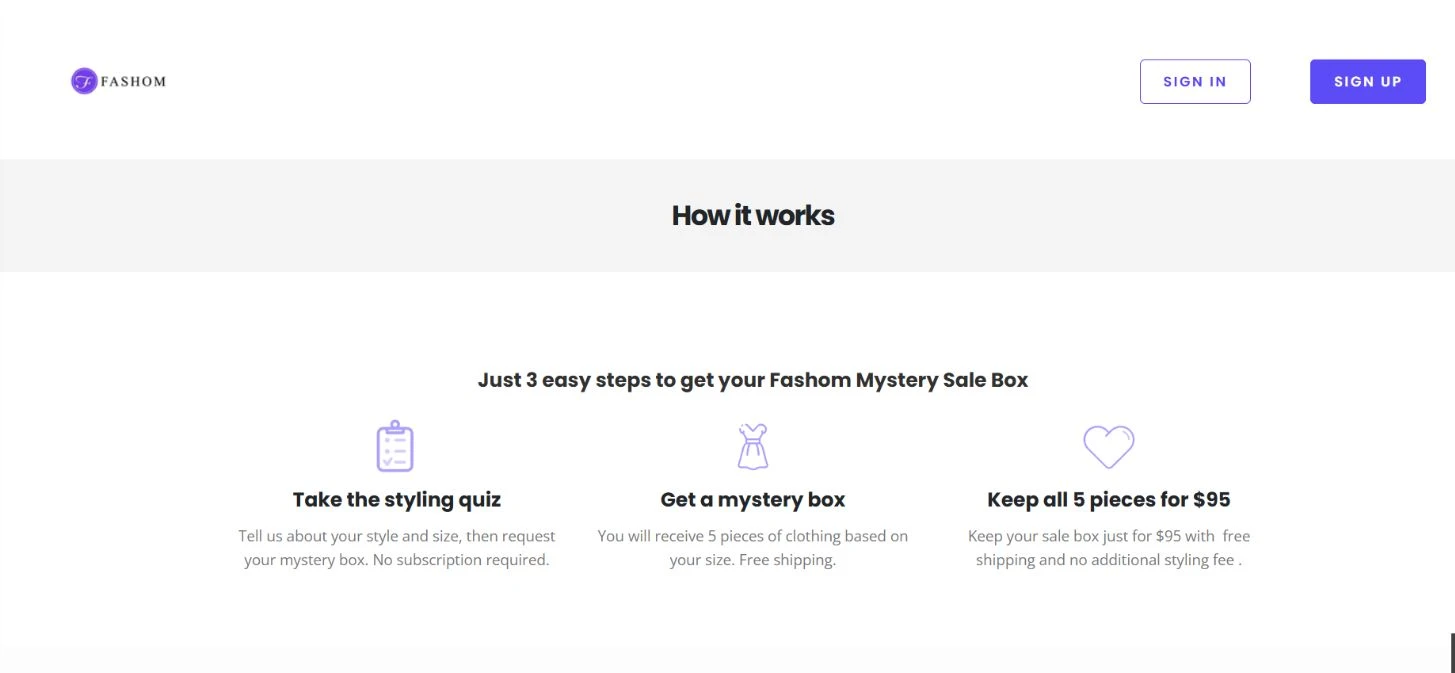 Current website — explaining the service