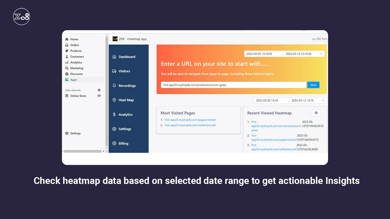 Official product screen — heatmap selection