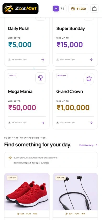 Interface preview - four quiz formats